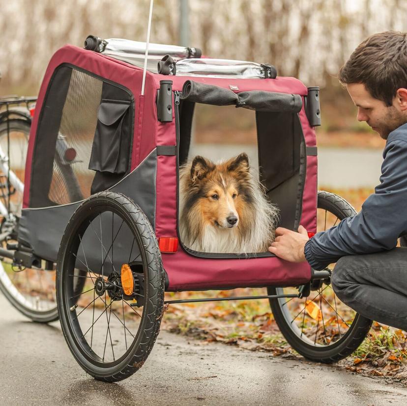 Trixie Cykelvagn till Hund Röd & Svart (S)